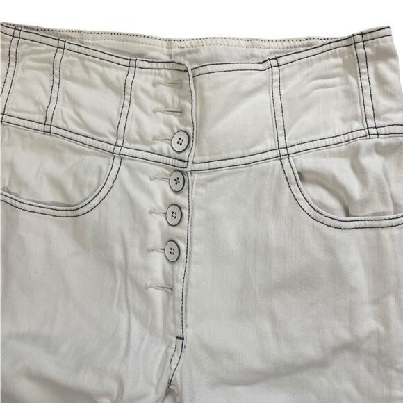 Ulla Johnson “Ellis” Jean, High Waist Cropped Flared Button Front Ecru 25 - Picture 9 of 13